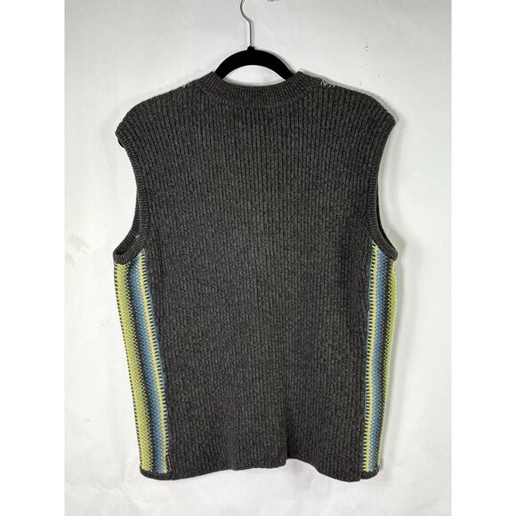 Woolrich Womans Size XL Cotton Blend Knit Zip Front Sweater Vest Gray Blue Green - Picture 5 of 10